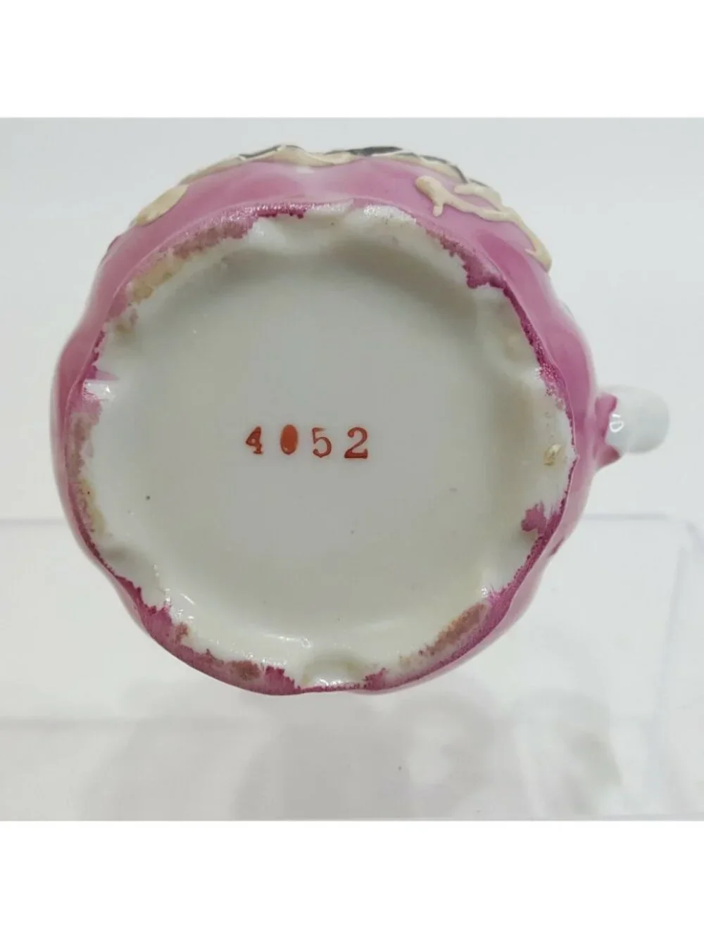 Mini Porcelain Hand-Painted Raised Dragon Creamer Lucky China 4” Tall Pink Gold